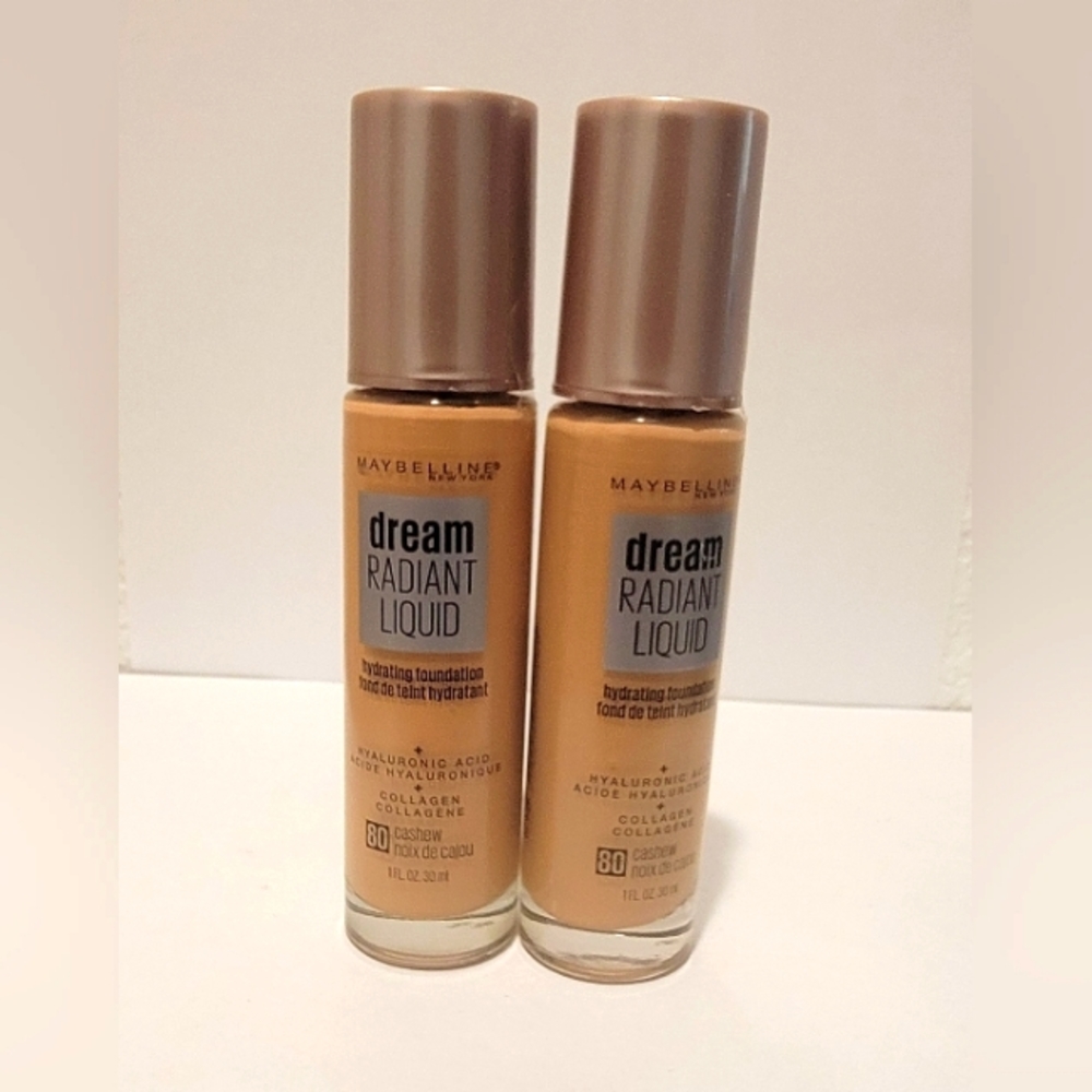 Maybelline Dream Radiant Liquid Hydrating Foundation 80 Cashew 2 packs
